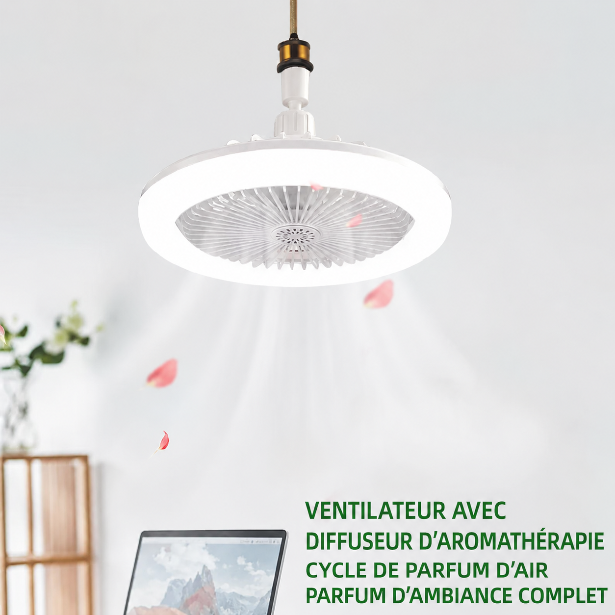 Ventilateur de plafond 3-en-1 avec télécommande et éclairage LED